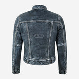 NOXERA Women's Blue Leather Denim Jacket
