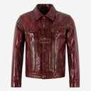 JAXLEY Men's Croc Print Leather Trucker Jacket