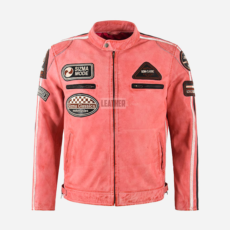 ASTRYX SIZMA Men's Leather Racer Jacket