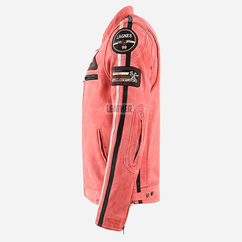 ASTRYX SIZMA Men's Leather Racer Jacket
