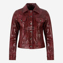 NOELLE Women's Croc Print Leather Denim Jacket