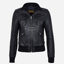 AIVIE Women's Leather Bomber Jacket