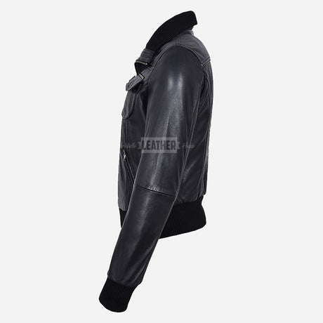 AIVIE Women's Leather Bomber Jacket