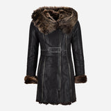 STAMFORD Toscana Shearling Mid-Length Coat Black