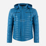 TARROWAY Leather Puffer Hooded Jacket Electric Blue