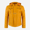 TARROWAY Leather Puffer Hooded Jacket Yellow