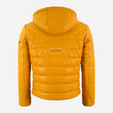 TARROWAY Leather Puffer Hooded Jacket Yellow