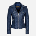 OXVA Centre Zip Leather Biker Jacket