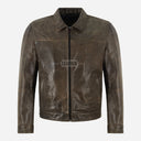 VIONEL Collared Leather Jacket Dirty Brown