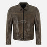 VIONEL Collared Leather Jacket Dirty Brown