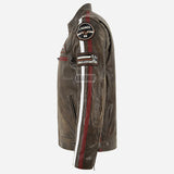 ASTRYX SIZMA Leather Racer Jacket Dirty Brown