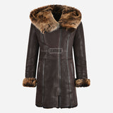 STAMFORD Toscana Shearling Mid-Length Coat Brown