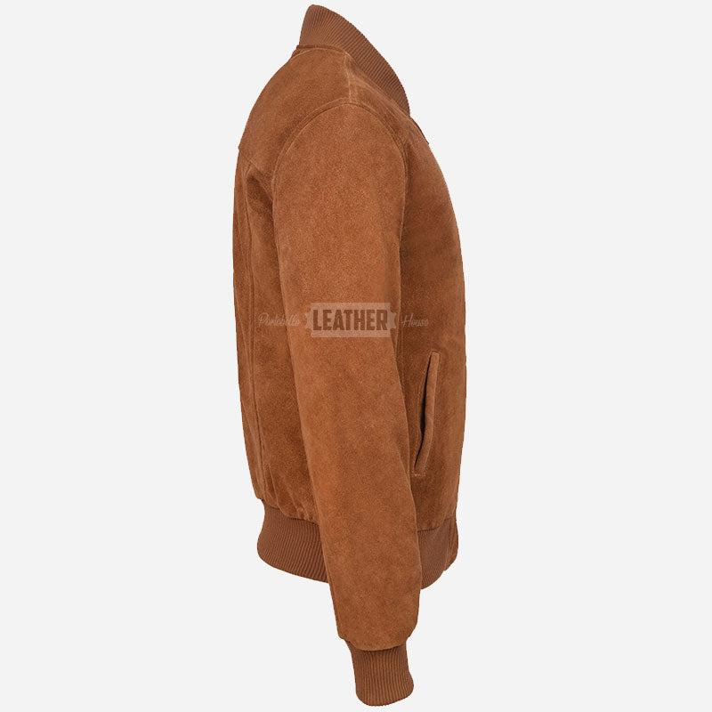 PRESCOTT Men's Suede Flight Bomber Jacket