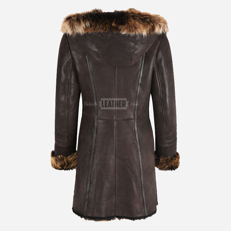 STAMFORD Toscana Shearling Mid-Length Coat Brown