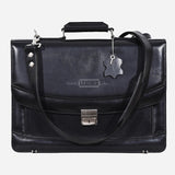Black Leather Office Bag Messenger Laptop Briefcase