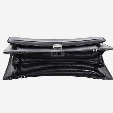 Black Leather Office Bag Messenger Laptop Briefcase