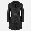 VIONNA 3/4 Length Button Down Leather Coat