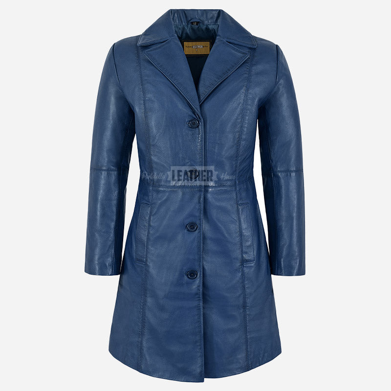 VIONNA Women's 3/4 Length Leather Coat