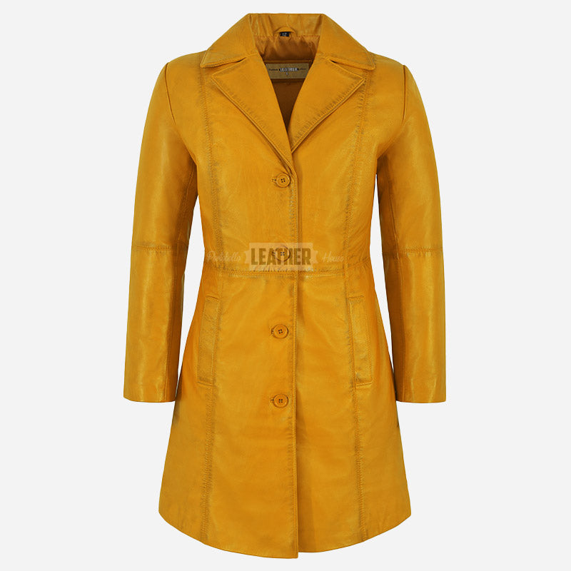 VIONNA Women's 3/4 Length Leather Coat