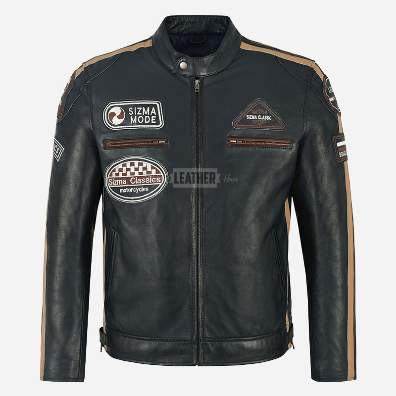 ASTRYX SIZMA Men's Leather Racer Jacket