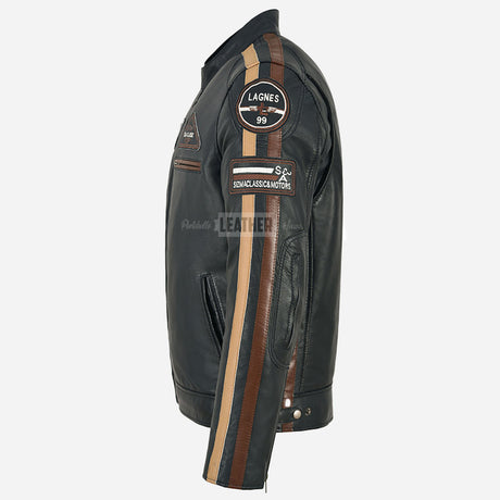 ASTRYX SIZMA Men's Leather Racer Jacket