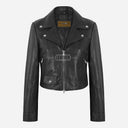 MELVIA Women's Centre Zip Leather Biker Jacket