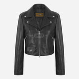 MELVIA Women's Centre Zip Leather Biker Jacket