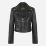 MELVIA Women's Centre Zip Leather Biker Jacket