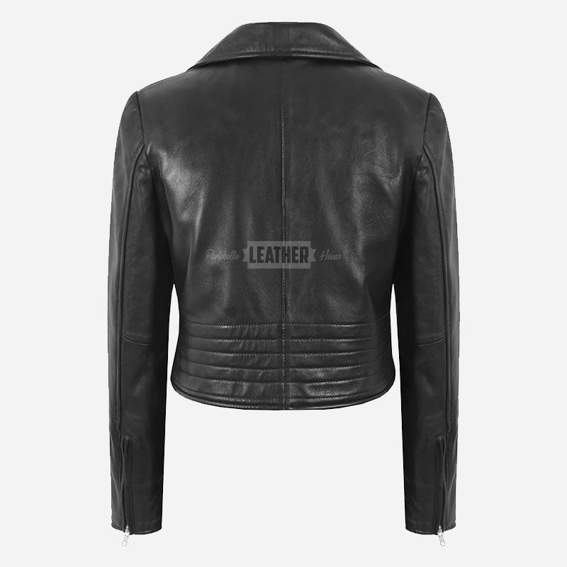 MELVIA Women's Centre Zip Leather Biker Jacket