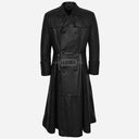 OMERTA Double Breasted Leather Trench Coat