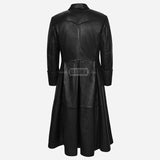 OMERTA Double Breasted Leather Trench Coat