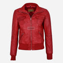 AIVIE Women's Leather Bomber Jacket