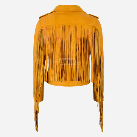 ZESSIA Women Fringe Detail Leather Biker Jacket