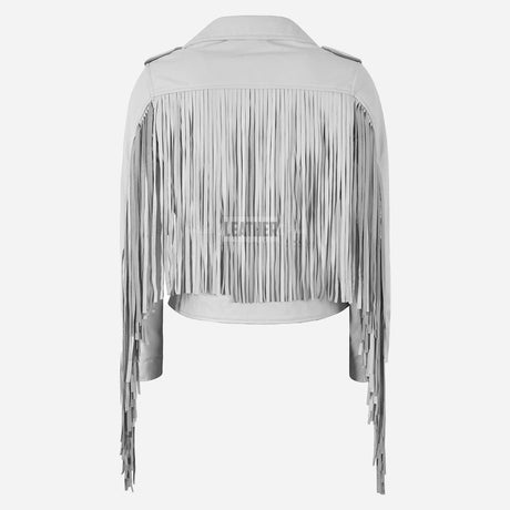ZESSIA Women Fringe Detail Leather Biker Jacket