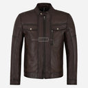 BRAVORN Men's Leather Racer Jacket