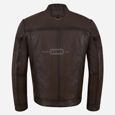 BRAVORN Men's Leather Racer Jacket