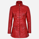 CHANTEL Women's Red Leather Coat