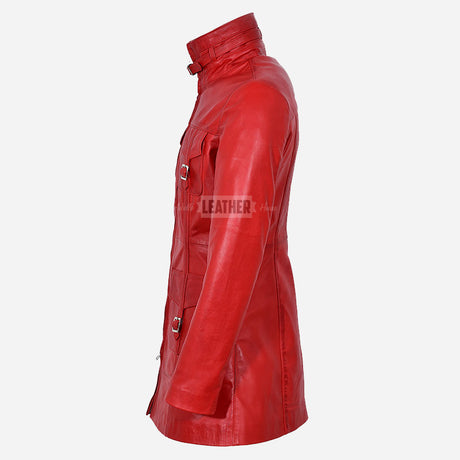 CHANTEL Women's Red Leather Coat