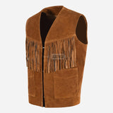 VALGRIT Suede Fringed Waistcoat