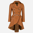 SOLENNE Women's Flared Bottom Leather Coat