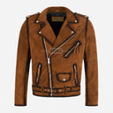 DAVIES Men’s Suede Biker Jacket Tan Waxed