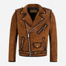 DAVIES Men’s Suede Biker Jacket Tan Waxed