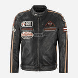 ASTRYX SIZMA Men's Leather Racer Jacket