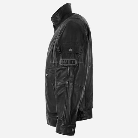 NOVYN Men's Leather Blouson Jacket Black