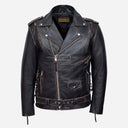 EAGLE EMBOSSED Vintage Buffed Leather Biker Jacket