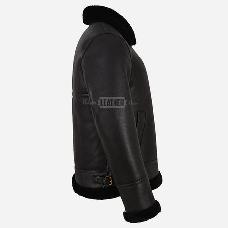 CHEDWICK Men's Sheepskin Aviator Jacket Black