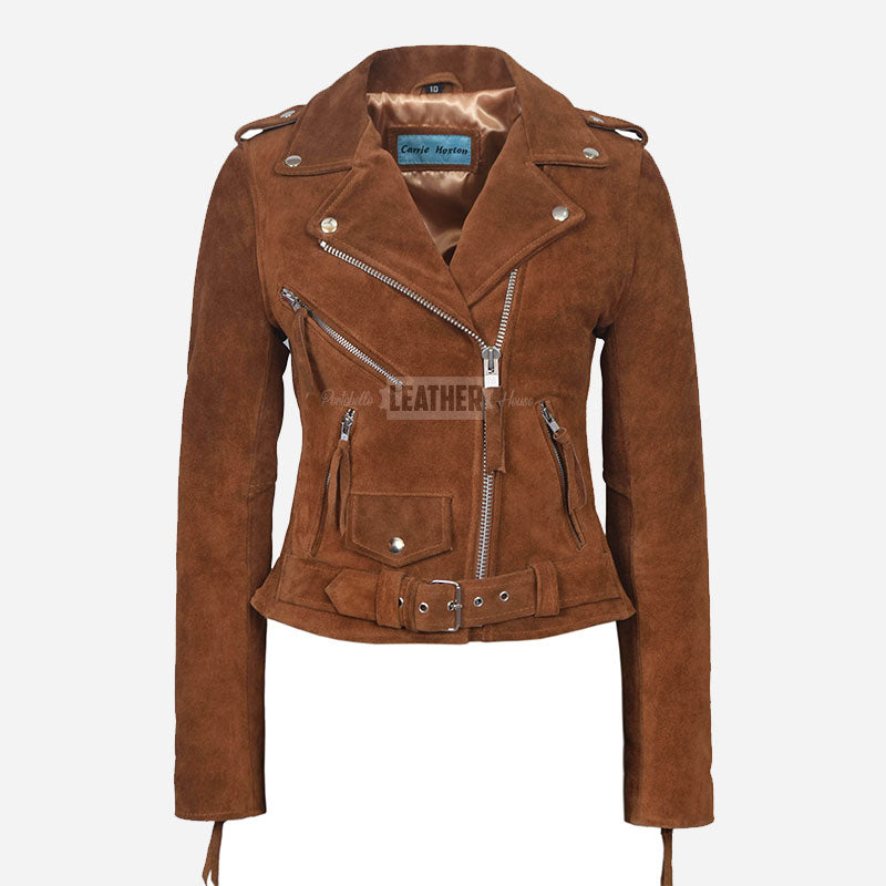 ASTRAE Women’s Suede Biker Jacket