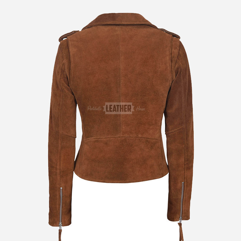 ASTRAE Women’s Suede Biker Jacket