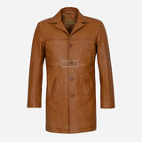 RANIER Men's 3/4 Length Leather Overcoat