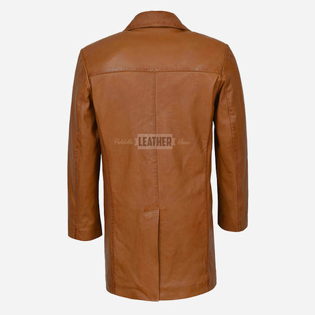 RANIER Men's 3/4 Length Leather Overcoat